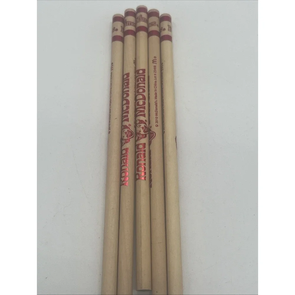 Lot Of 5 NeW McDONALDS 2010 RONALD MCDONALD FUN TIMES WOOD PENCILS~SET Rare